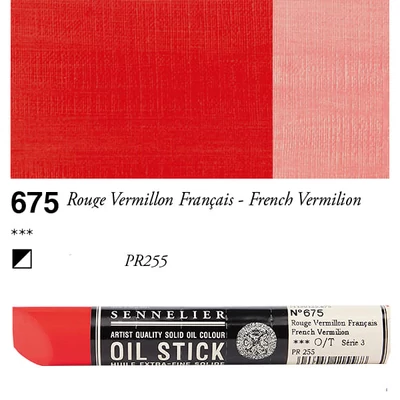 Sennelier Oil Stick Culori ulei, sub formă de baton, 38 ml - 675, french vermilion