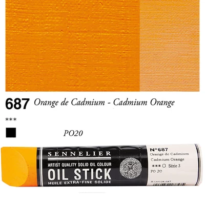 Sennelier Oil Stick Culori ulei, sub formă de baton, 96 ml - 687, cadmium orange