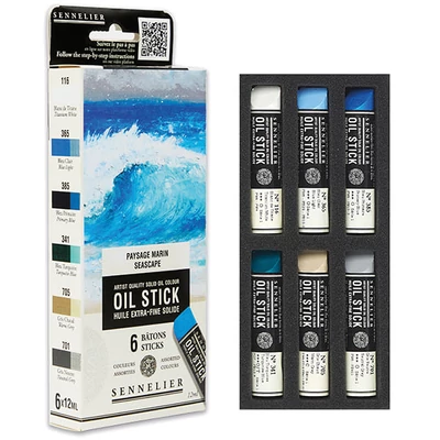 Sennelier Oil Stick Culori ulei, sub formă de baton Set - 6x12 ml, seascape