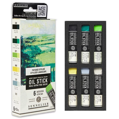 Sennelier Oil Stick Culori ulei, sub formă de baton Set- 6x12 ml, stylized landscape