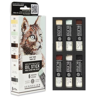 Sennelier Set Oil Stick Culori ulei, sub formă de baton - 6x12 ml, tabby cat