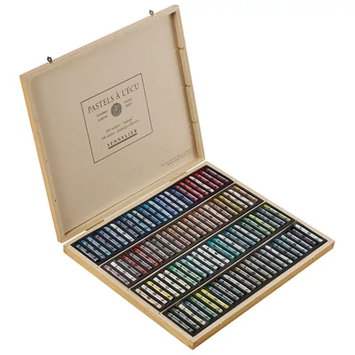 Set crete pastel uscat Sennelier - 100 buc, peisaj, cutie din lemn