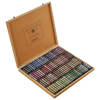 Set crete pastel uscat Sennelier - 100 buc, portret, cutie din lemn