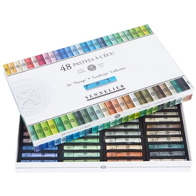 Set crete pastel uscat Sennelier - 48 buc, peisaj