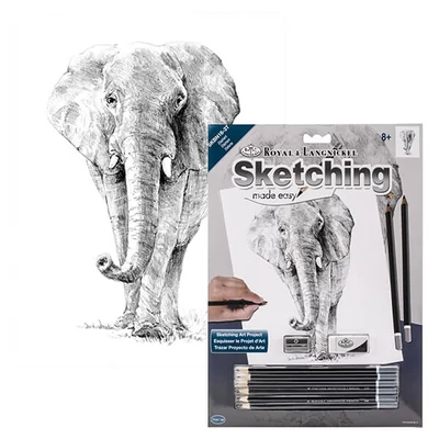Set desen schițe și grafică cu instrumente, 22x30 cm - Elefant