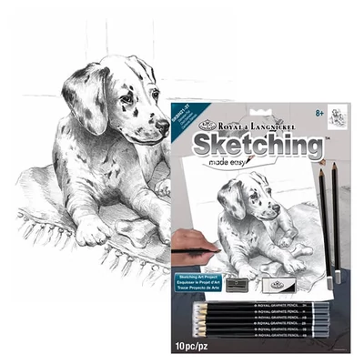 Set desen grafic schita cu instrumente, 22x30 cm - catelus dalmatian