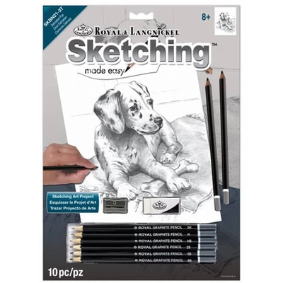 Set desen grafic schita cu instrumente, 22x30 cm - catelus dalmatian