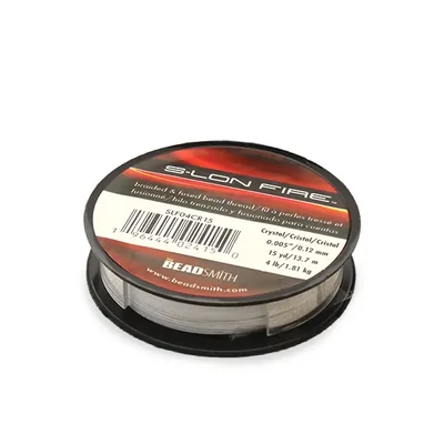 Ață de mărgele S-Lon Fire, 4LB, 0,12 mm, 15 yard - crystal