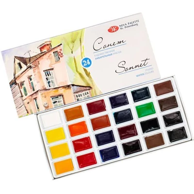 Set Culori acuarelă  Sonnet, în recipiente - 24 buc