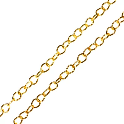 Lanț metalic pentru bijuterii, 2 m - culoare aurie, 4x5 mm