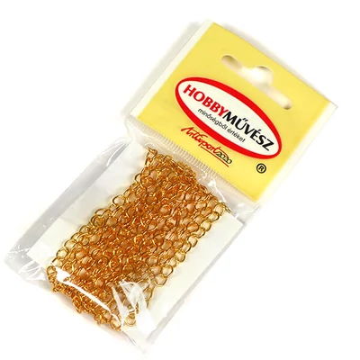 Lanț metalic pentru bijuterii, 2 m - culoare aurie, 4x5 mm