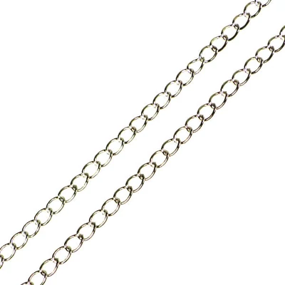 Lanț metalic pentru bijuterii, 2 m - rodiu, 3x6 mm