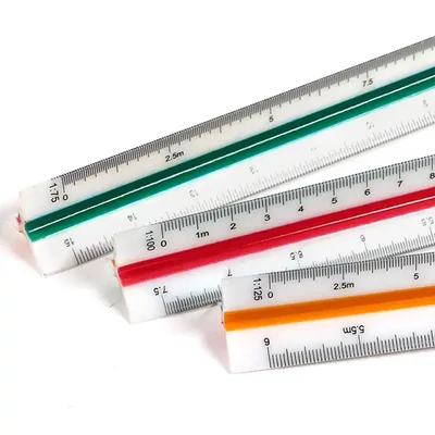 Rigla triunghiulară cu scală de 30 cm – 1:20, 1:25, 1:50, 1:75, 1:100, 1:125