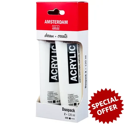 Vopsea acrilică Talens Amsterdam, 2x120 ml, 105, titanium white