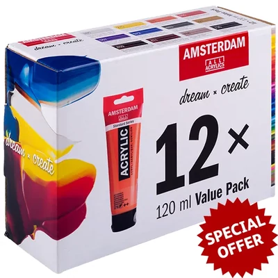 Talens Amsterdam set vopsea acrilică - 12x120 ml, Value pack
