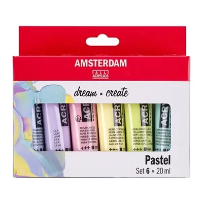 Talens Amsterdam set vopsea acrilică - 6x20 ml, culori pastelate
