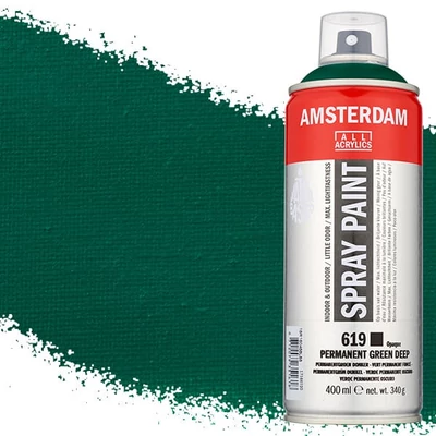 Talens Amsterdam spray vopsea acrilică pe bază de apă, 400 ml - 619, permanent green deep