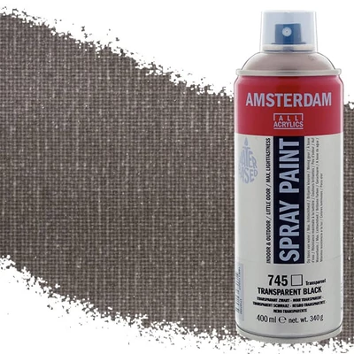 Talens Amsterdam spray vopsea acrilică pe bază de apă, 400 ml - 745, black transparent