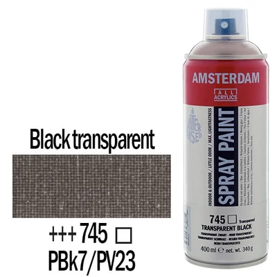 Talens Amsterdam spray vopsea acrilică pe bază de apă, 400 ml - 745, black transparent