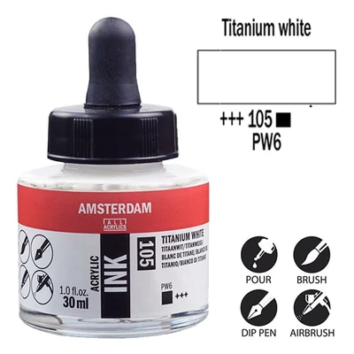 Talens Amsterdam cerneală acrilică, 30 ml - 105, titanium white