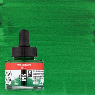 Talens Amsterdam cerneală acrilică, 30 ml - 619, permanent green deep