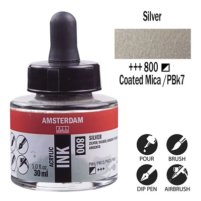 Talens Amsterdam cerneală acrilică, 30 ml - 800, silver
