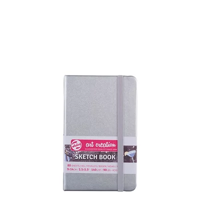 Caiet de desen și schițe Talens Art Creation Sketch Book,  140 g, 80 coli - 9x14 cm, argintiu