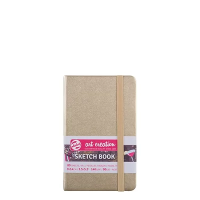 Caiet de desen și schițe Talens Art Creation Sketch Book,  140 g, 80 coli - 9x14 cm, aur alb