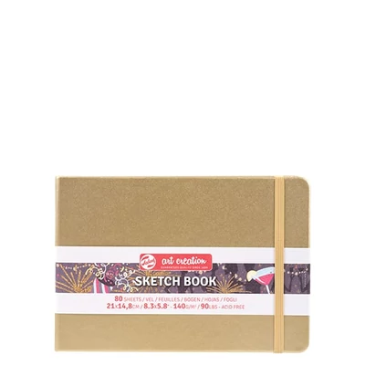 Caiet de desen și schițe Talens Art Creation Sketch Book,  140 g, 80 coli  - peisaj A5, aur alb