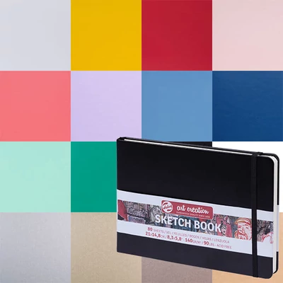 Caiet de desen și schițe Talens Art Creation Sketch Book,  140 g, 80 coli , peisaj A5 - în diverse culori