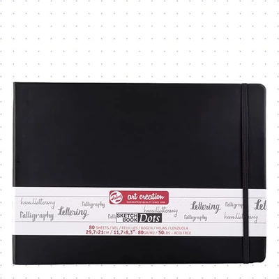 Caiet  Grilă punctată Talens Art Creation Sketch Book Dots, 80 g - A4, peisaj