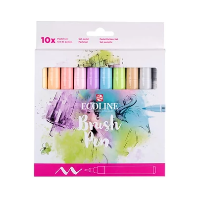 Talens Ecoline Brush Pen Set markere pensulă acuarelă - 10 buc, Pastel