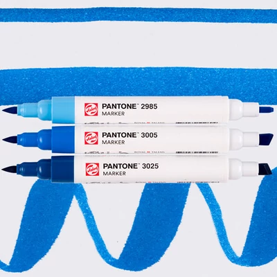 Talens Pantone marker pensulă  cu două vârfuri în set   - 3 buc, Blue