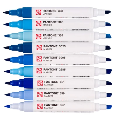 Talens Pantone marker pensulă  cu două vârfuri în set   - 9 buc, Blue