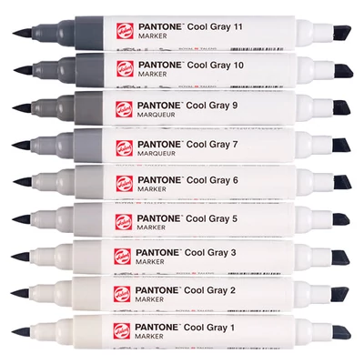 Talens Pantone marker pensulă  cu două vârfuri în set   - 9 buc, Cool gray