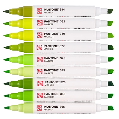 Talens Pantone marker pensulă  cu două vârfuri în set   - 9 buc, Green yellow