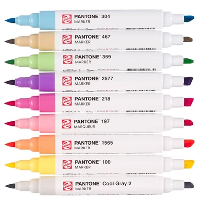 Talens Pantone marker pensulă  cu două vârfuri în set   - 9 buc, Pastel
