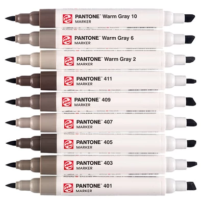 Talens Pantone marker pensulă  cu două vârfuri în set   - 9 buc, Warm gray