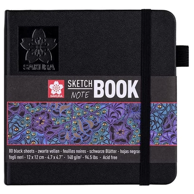 Sakura Sketch/note book caiet de schițe  hârtie neagră - 12x12 cm
