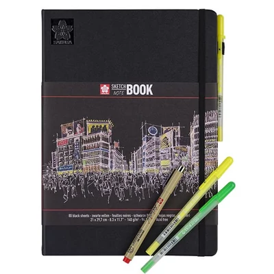 Sakura Sketch/note book caiet de schițe  hârtie neagră - A4