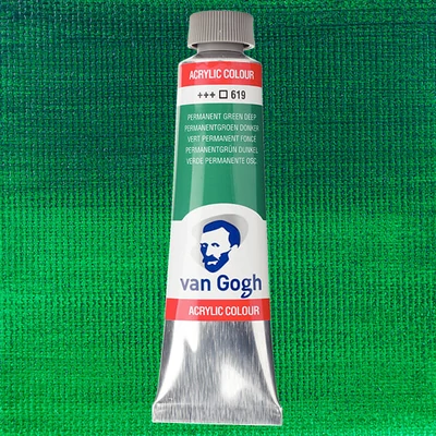 Talens Van Gogh vopsea acrilică, 40 ml - 619, permanent green deep