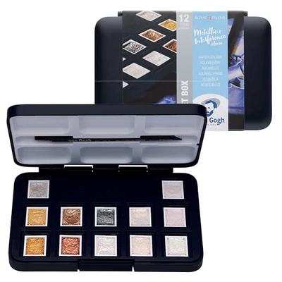 Set de Culori acuarelă  Talens Van Gogh - 12 buc, culori metalice si interferente