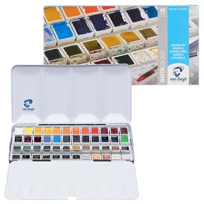Set de Culori acuarelă  Talens Van Gogh - 48 buc, cutie metalica