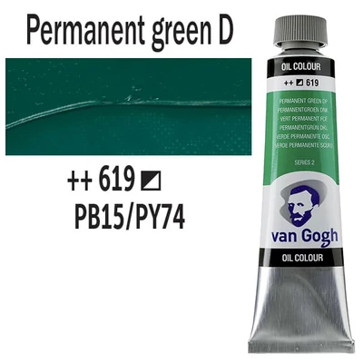 Talens Van Gogh Culori ulei, 40 ml - 619, permanent green deep