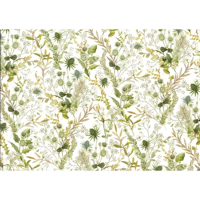 Hârtie de decoupage Tassotti - compoziție florală în nuanțe de verde și auriu