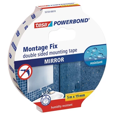 Tesa 55733 Powerbond bandă adezivă de montaj cu două fețe, pentru oglindă, 19 mm x 5 m