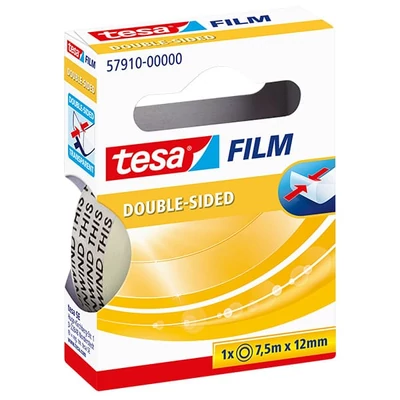 Tesa 57910 Tesafilm bandă adezivă cu două fețe, 12 mm x 7,5 m