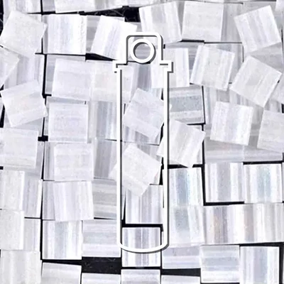 Miyuki Tila mărgea japoneză din sticlă cu două găuri - Matte Transparent Crystal AB