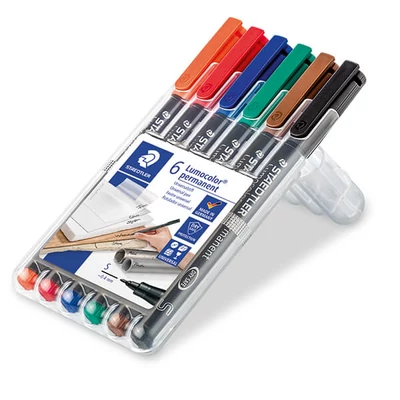 Marker cu alcool în set, Staedtler, Lumocolor, 0,4mm - 6buc
