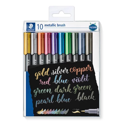 Set markere pensulă , Staedtler, Design Journey, metalizat, 1-6mm - 10 buc